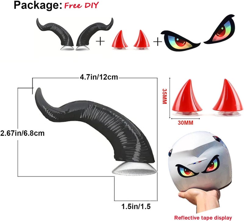 CHPINGN Motorcycle Horn Devil Horns,Motorcycle Helmet Accessories,Bike Helmet, Ski Accessories(Helmet Not Included) - Image 2
